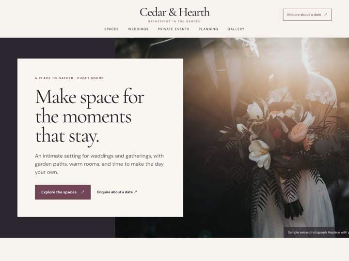 Cedar & Hearth Event Venue website starter