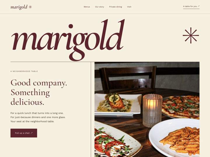 Marigold Restaurant website starter