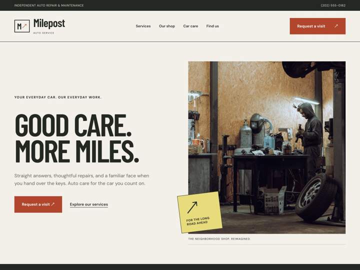 Milepost Auto Repair website starter