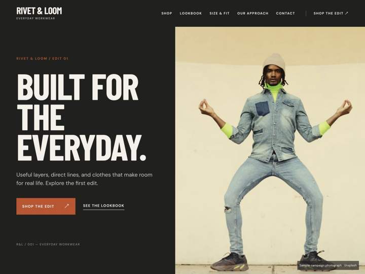 Rivet & Loom Workwear website starter