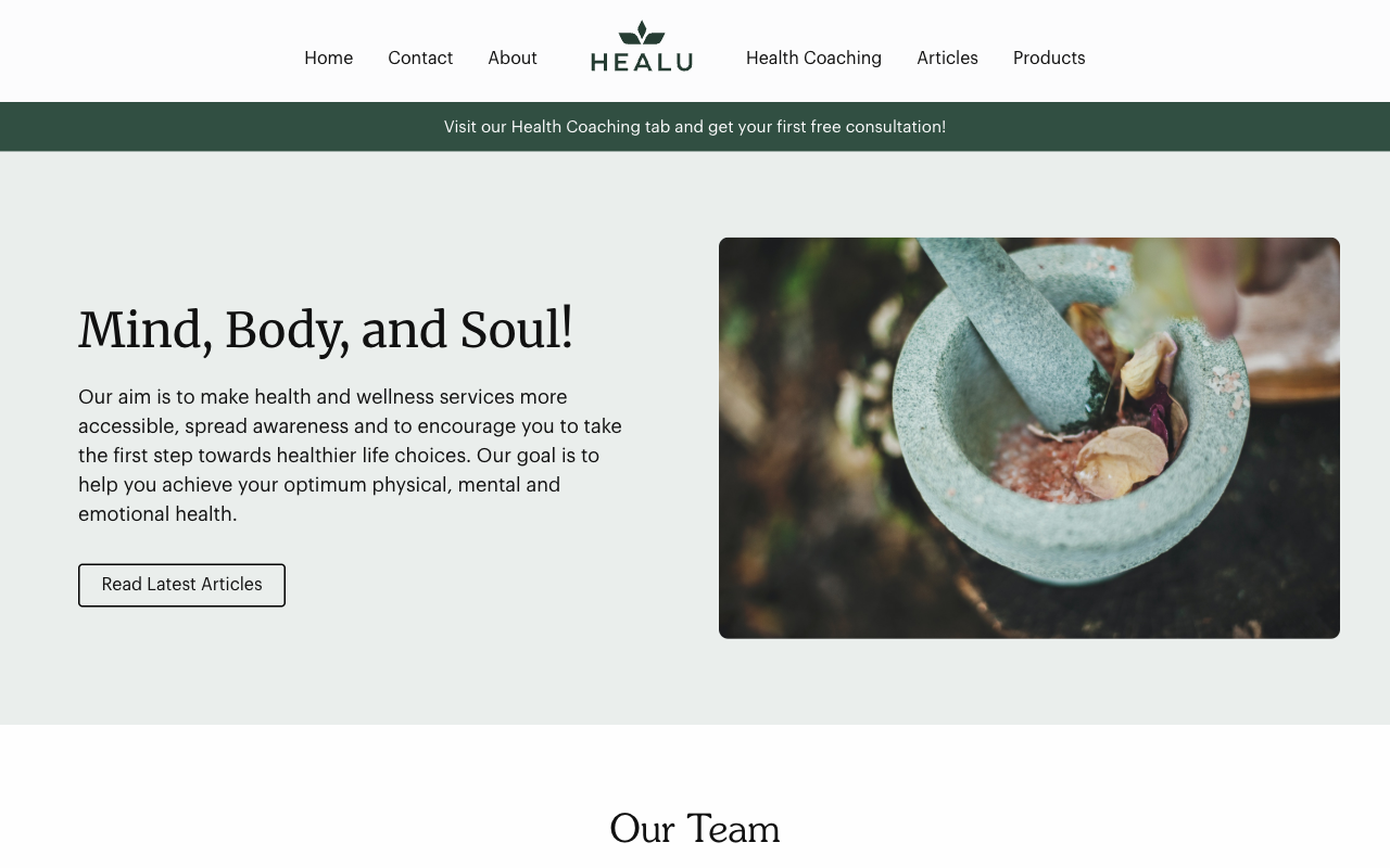 HealU homepage
