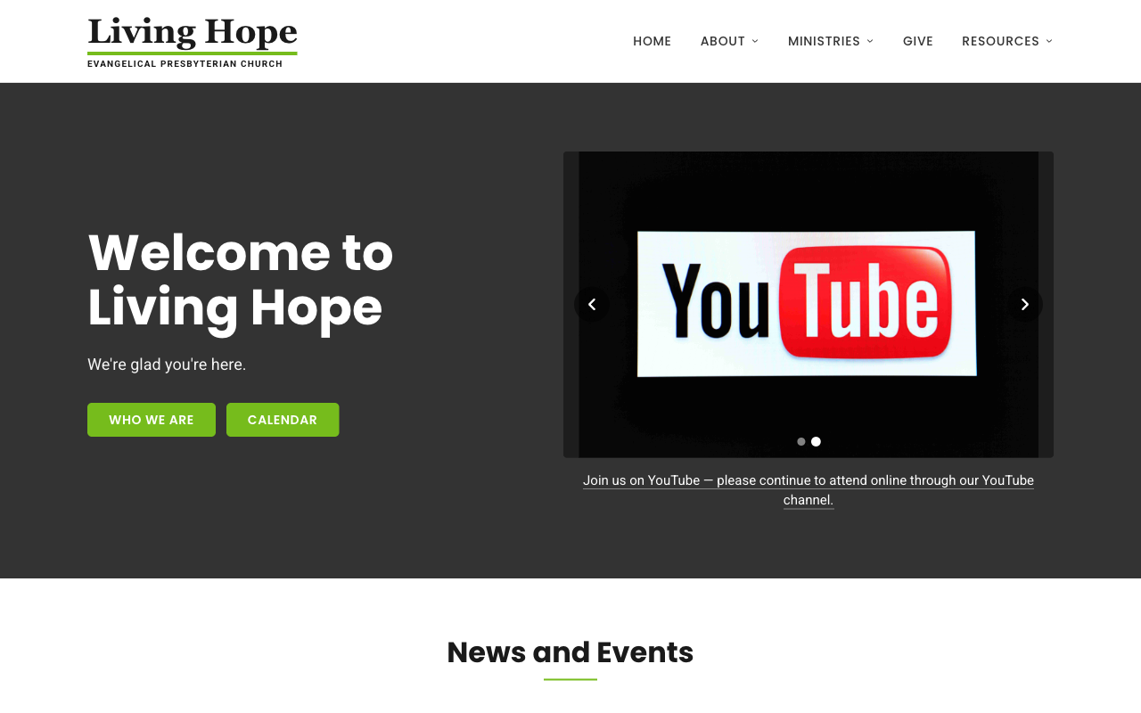 Living Hope Church homepage
