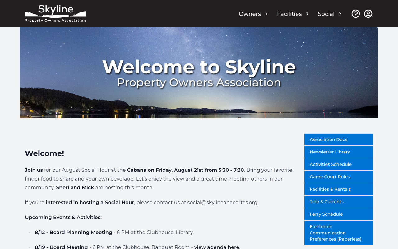 Skyline Property Owners Association homepage